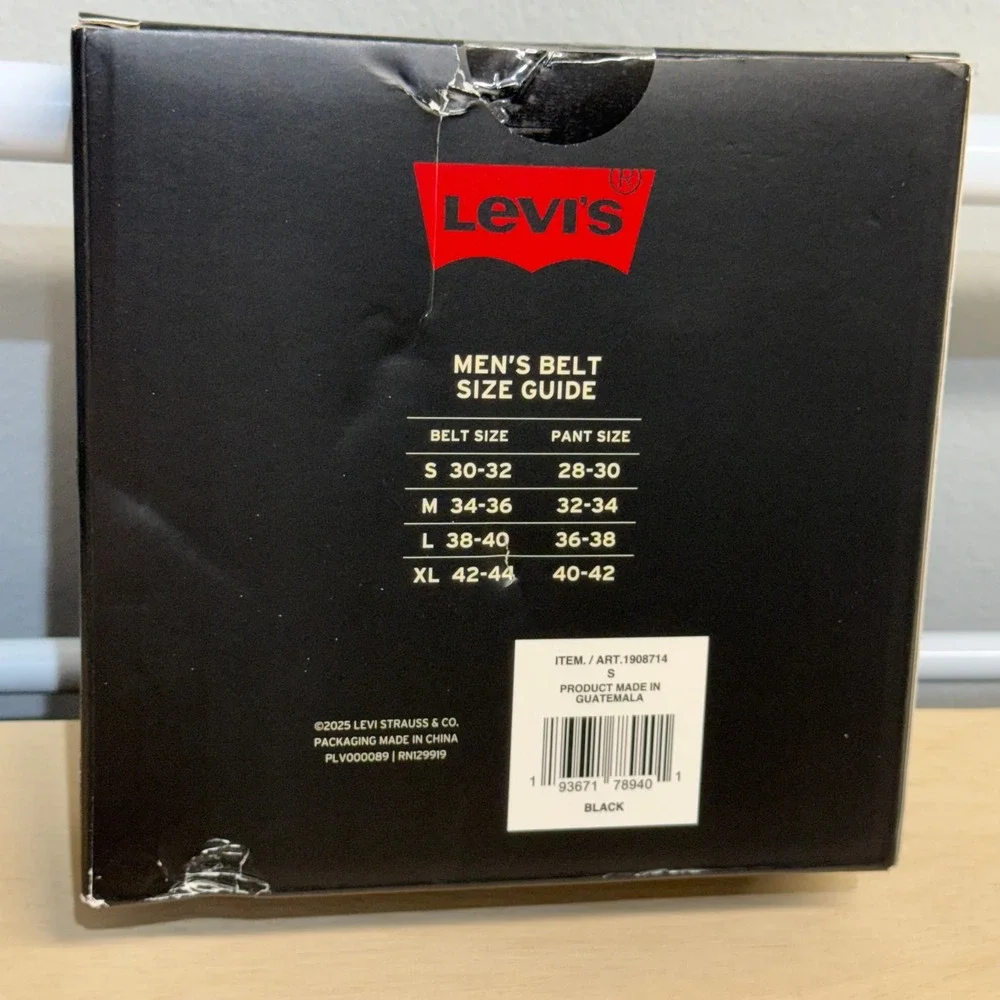Levis Mens Genuine Leather Belt Black Small 30-32 Harness Buckle Pant Size 28-30